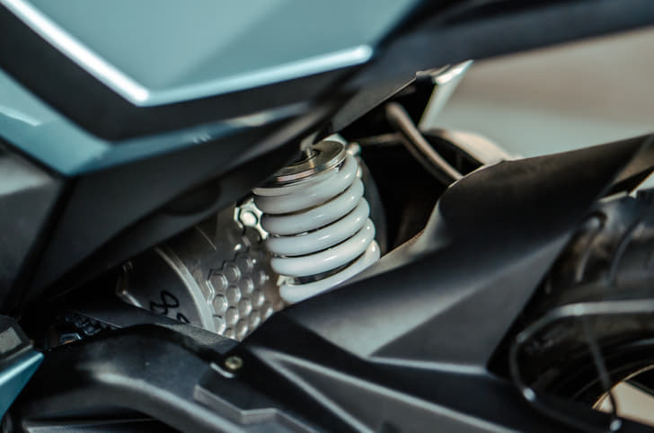 The mid-mounted 8.5kW motor is placed just ahead of the monoshock